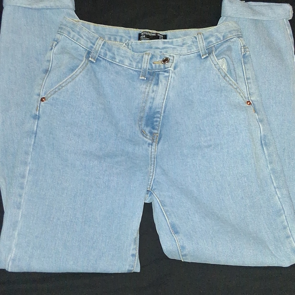 Prettylittlething Sz. 4 Light Blue Denim Jeans Twist Front Rare Neiman Marcus!